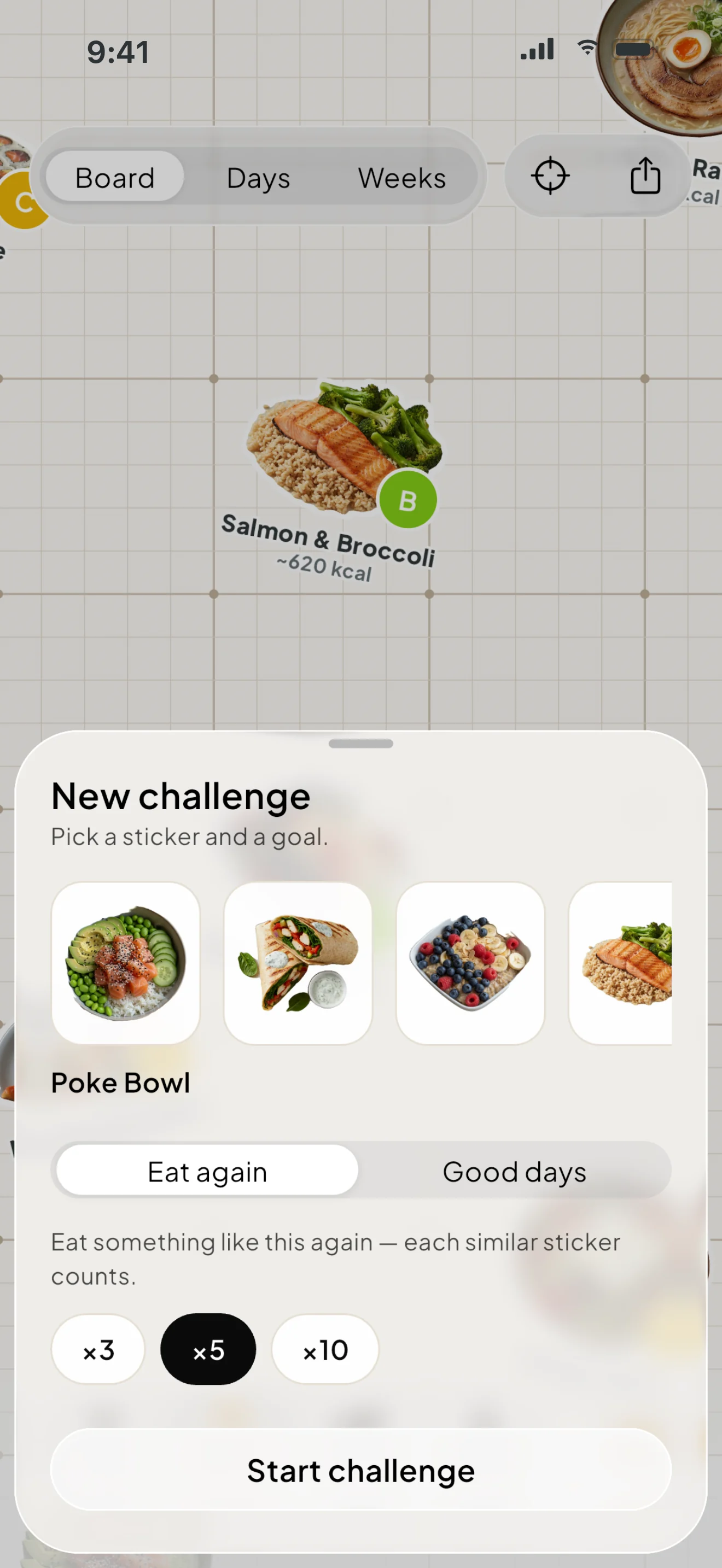 Challenges screen